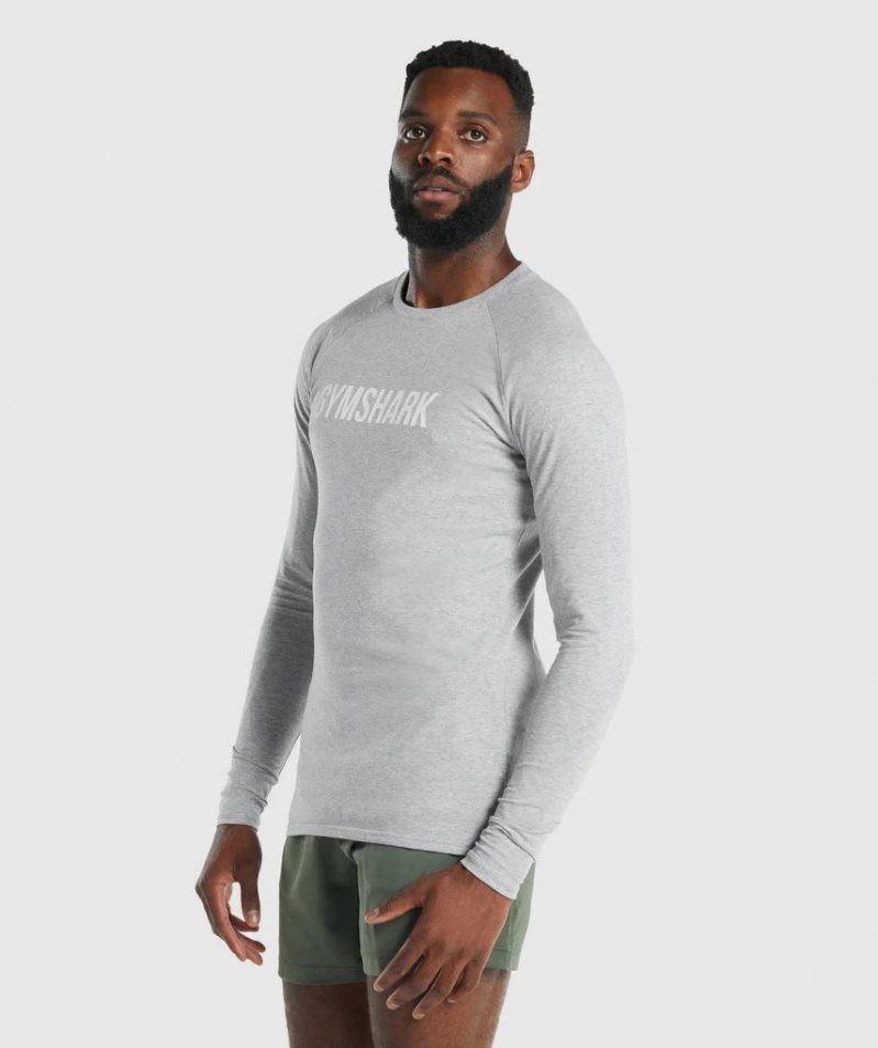 Koszulki Gymshark Apollo Long Sleeve Męskie Głęboka Szare | PL 421DWM